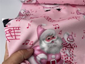 Bomuldsjersey - musik og lyserød julemand
